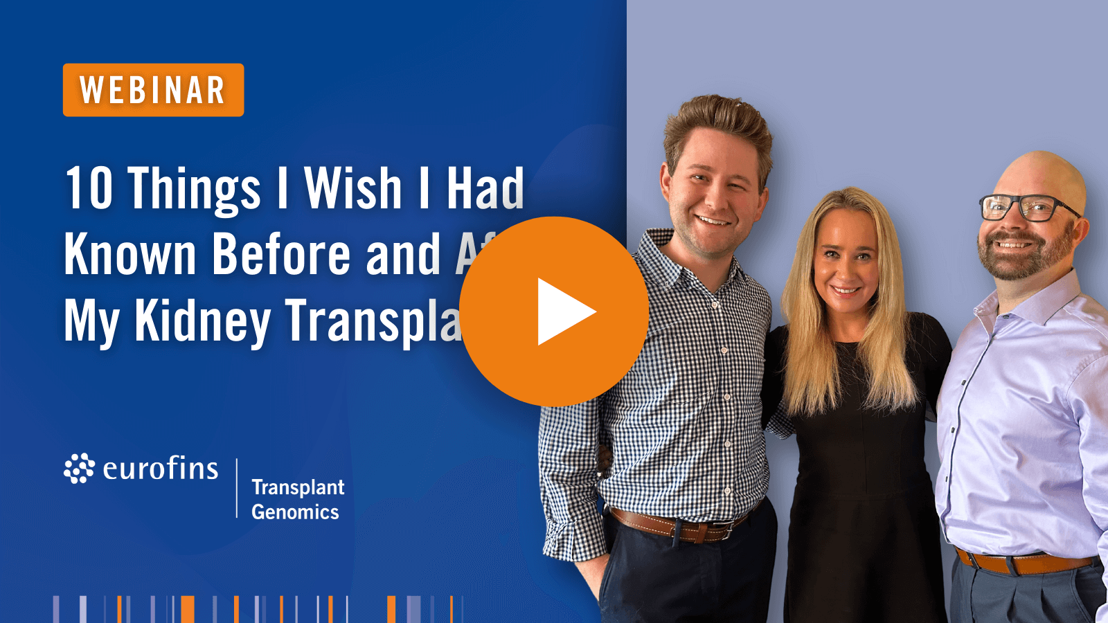 Screenshot of the opening slide for 10 Things I Wish I Had Known Before and After My Kidney Transplant features a group photo of the three speakers.